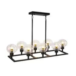 YOUNG LIGHTING 8 LIGHT LINEAR CHANDELIER SAND BLACK 1507C8BK-RT erin mills