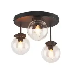 YOUNG LIGHTING 3 LIGHT FLUSH MOUNT SAND BLACK 1507FM3BK-R trenton