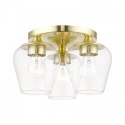 LIVEX LIGHTING WILLOW FLUSH MOUNT SATIN BRASS 46723-12 newmarket