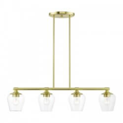 LIVEX LIGHTING WILLOW LINEAR CHANDELIER SATIN BRASS 46724-12 woodbridge