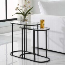 BLACK IRON NESTING TABLES SET OF TWO 43032w port perry