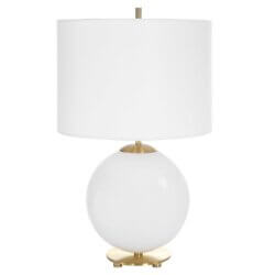 WHITE GLASS TABLE LAMP 1-32162w midland