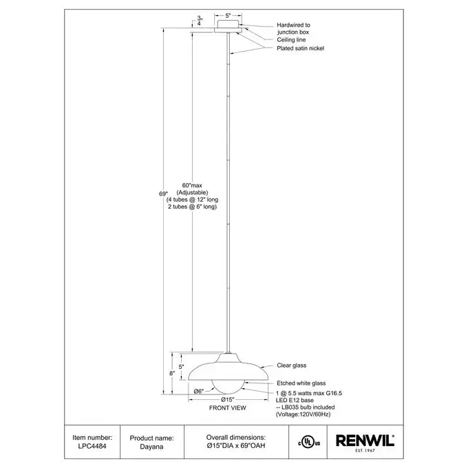 RENWIL DAYANA PENDANT LPC4484 calgary