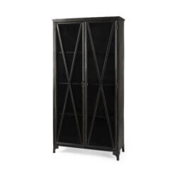 MERCANA POPPY BLACK METAL WITH GLASS DOOR DISPLAY CABINET 50361 montreal