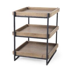 MERCANA TREY BROWN WOOD AND BLACK IRON END TABLE 68219 montreal