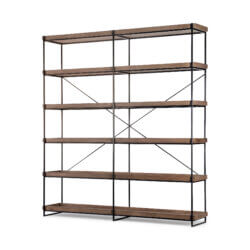 MERCANA TREY BROWN WOOD AND BLACK IRON SHELF 68485 vancouver