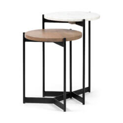 MERCANA LARKIN MARBLE AND BROWN NESTING TABLES 68490 aurora