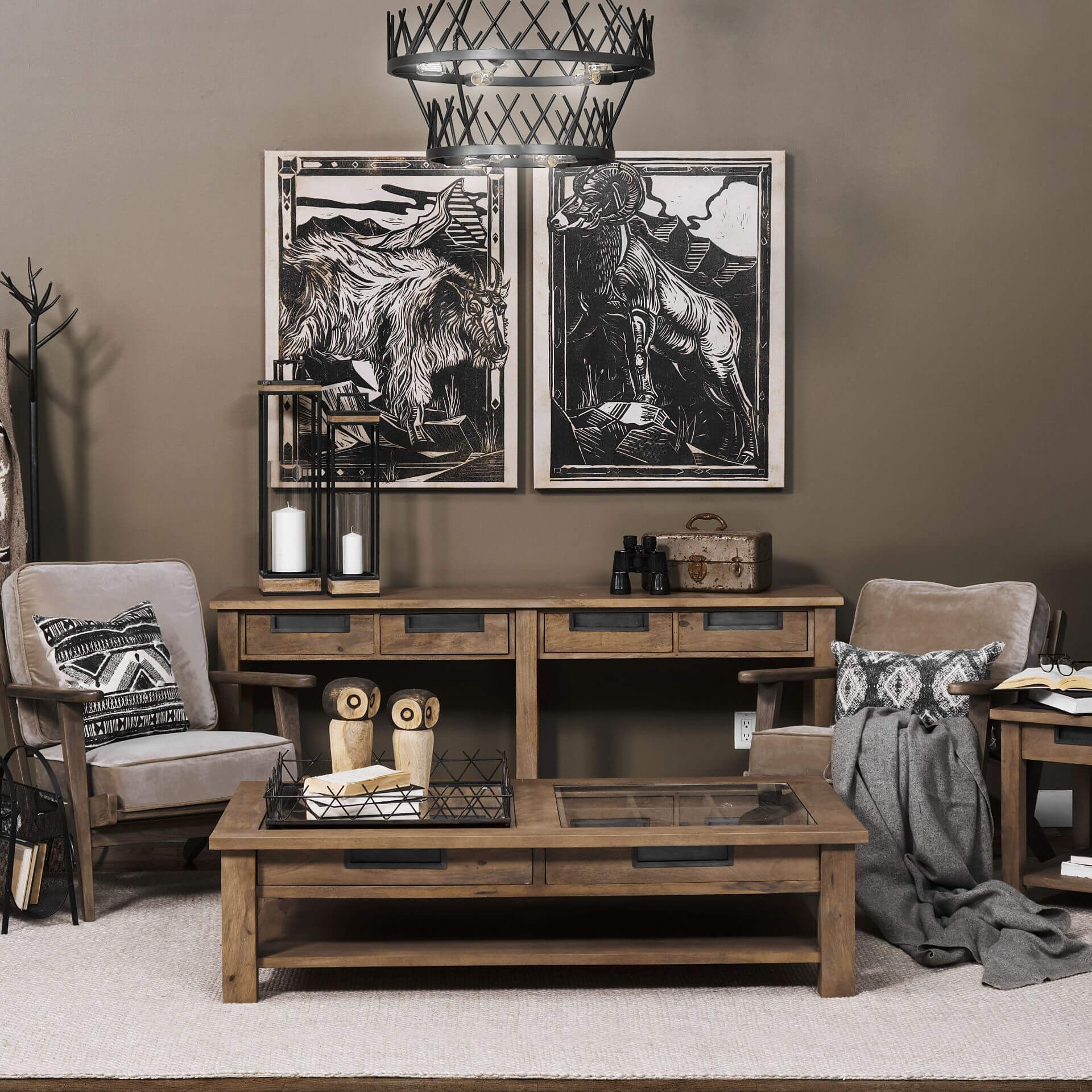 MERCANA HARRELSON BROWN WOOD 4 DRAWER CONSOLE 68205 perth