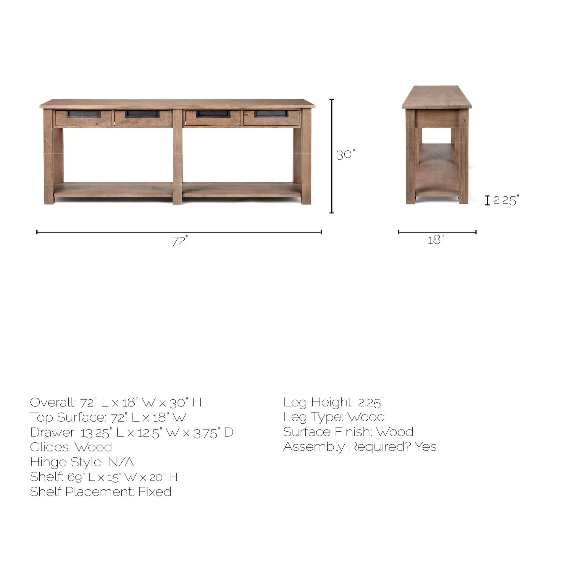 MERCANA HARRELSON BROWN WOOD 4 DRAWER CONSOLE 68205 perth