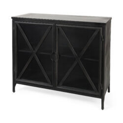 MERCANA POPPY BLACK METAL WITH GLASS DOOR ACCENT CABINET 69129 kelowna
