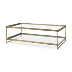 MERCANA TREY GOLD METAL AND GLASS COFFEE TABLE 69783 perth