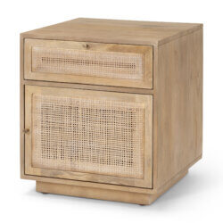 MERCANA GRIER LIGHT BROWN WOOD WITH CANE ACCENT TABLE 69935 uxbridge