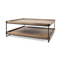 MERCANA TREY BROWN WOOD AND BLACK IRON COFFEE TABLE 68218 mississauga