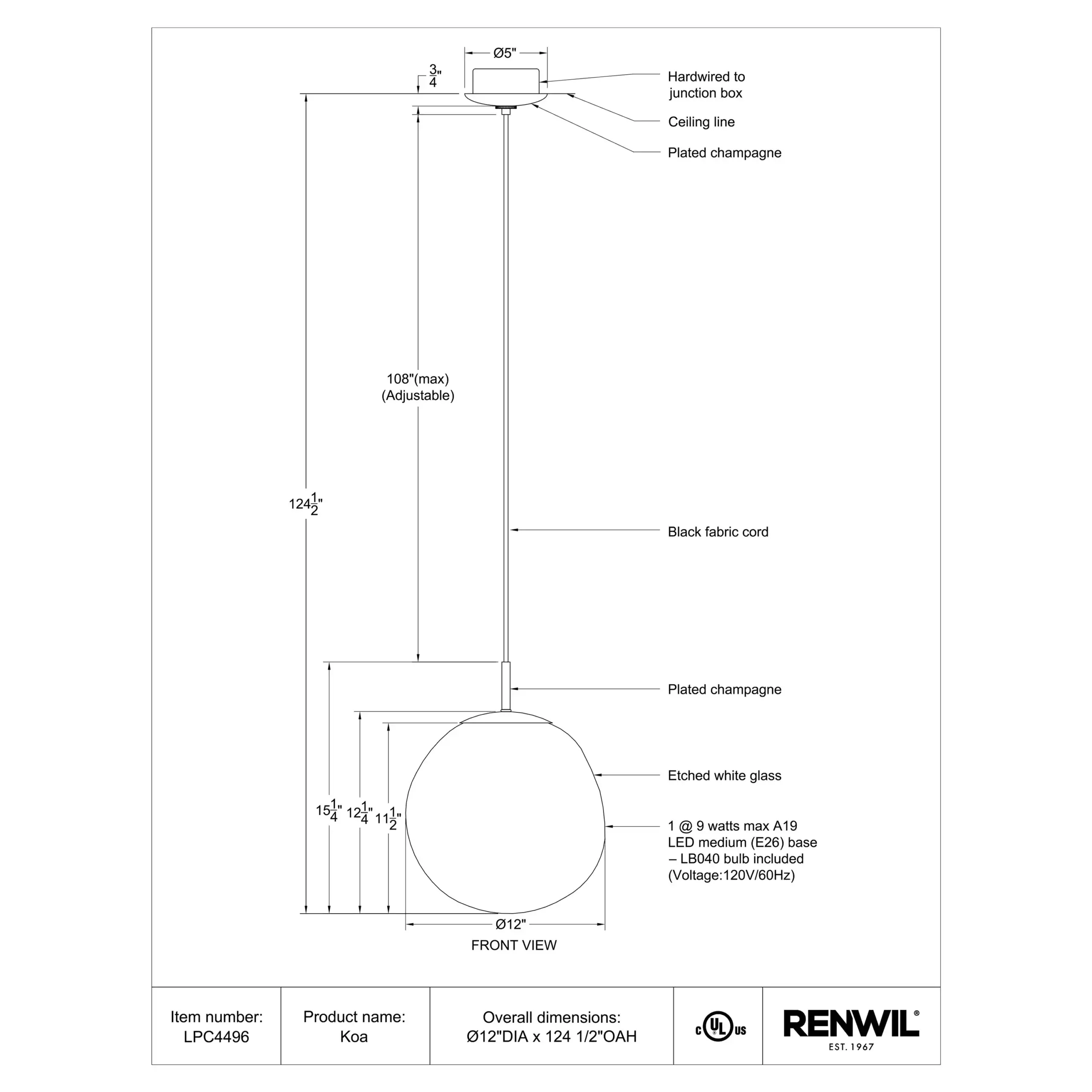RENWIL KOA PENDANT LPC4496 kanata