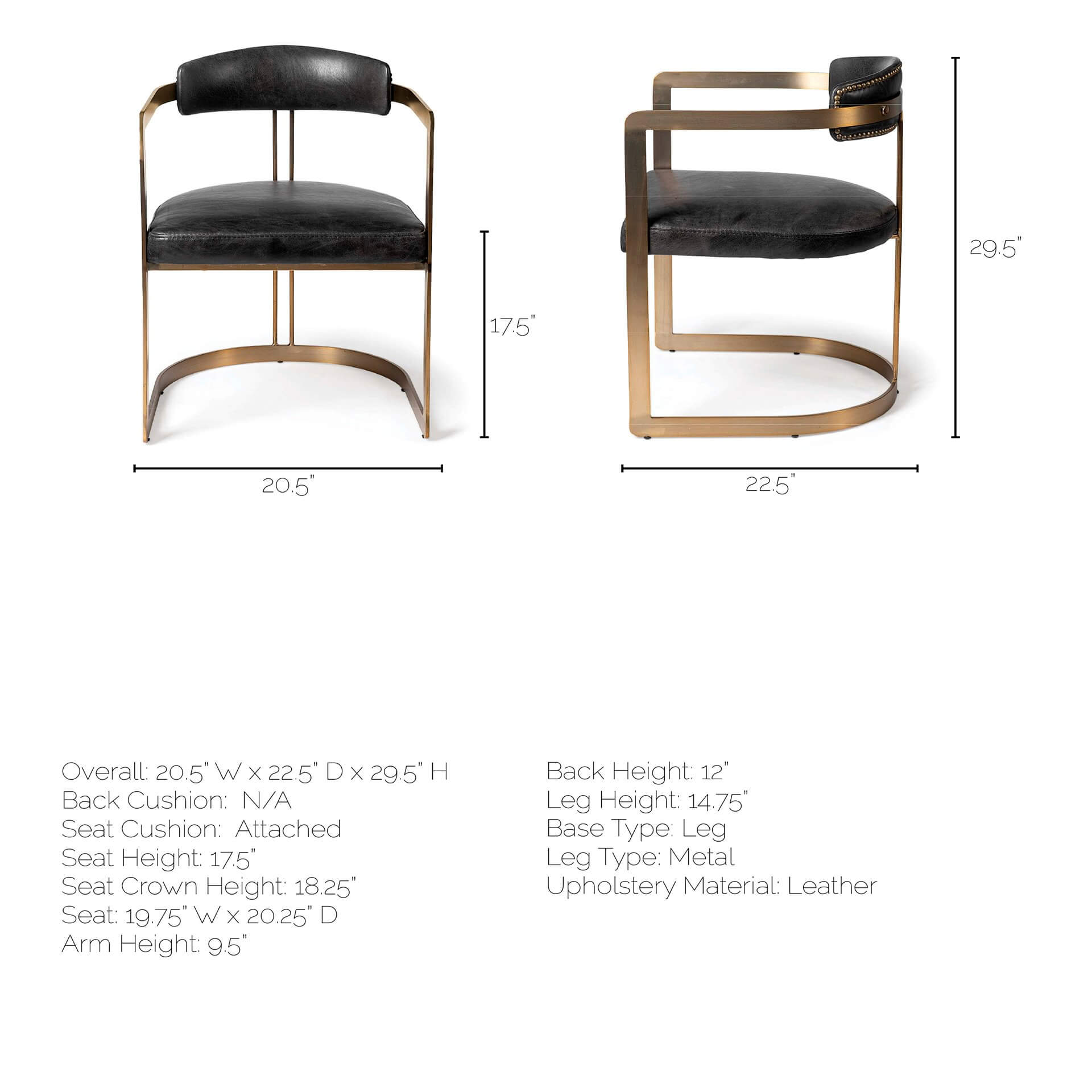 MERCANA HOLLYFIELD DINING CHAIR BLACK LEATHER 50414 vancouver