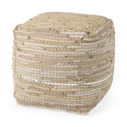 MERCANA AALIA BEIGE LEATHER AND JUTE POUF 69503 kleiinburg