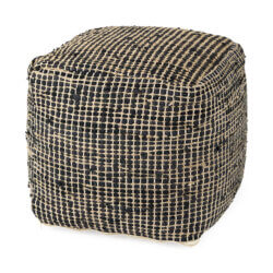 MERCANA AALIA CHARCOAL LEATHER AND JUTE POUF 69561 vancouver