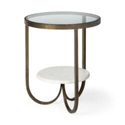 MERCANA REINHARDT 20" ROUND GLASS TOP SIDE TABLE 67805 kingston