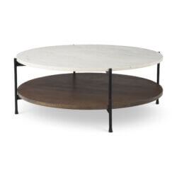 MERCANA LARKIN 42" OVAL MARBLE TOP COFFEE TABLE 69925-AB vaughan