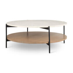 MERCANA LARKIN 42" ROUND MARBLE TOP COFFEE TABLE 69924-AB vancouver