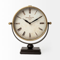 MERCANA HOUSTON GOLD HALF MOON BASE TABLE CLOCK 63102 port perry