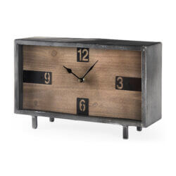 MERCANA HARVEY BLACK METAL/WOOD TABLE CLOCK 69485 peterborough
