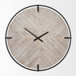 MERCANA RANI MATTE BLACK/WOOD WALL CLOCK 70691 godridge