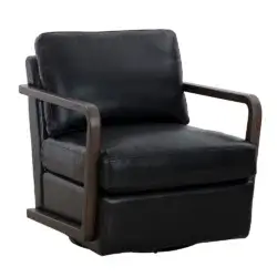 SUNPAN CASTELL SWIVEL LOUNGE CHAIR - CORTINA BLACK LEATHER 111248 vaughan