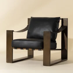 sunpan berke lounge chair charcoal black leather 112076 vancouver