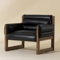 SUNPAN FERGUSON LOUNGE CHAIR - VINTAGE BLACK NIGHT LEATHER 111964 nobleton