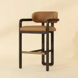 SUNPAN MADRONE BARSTOOL - BROWN - LUDLOW SESAME LEATHER 112385 port perry