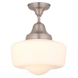 DVI LIGHTING SCHOOLHOUSE SEMI FLUSH MOUNT SATIN NICKEL DVP7511SN oakville
