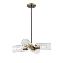 DVI LIGHTING BARKER 4 LIGHT PENDANT BRASS DVP24705BR+GR-CL grimsby
