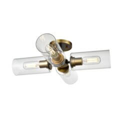 DVI LIGHTING BARKER 4 LT SEMI-FLUSH MOUNT BRASS DVP24711BR+GR-CL uxbridge