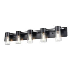 DVI LIGHTING TUXEDO 5 LT VANITY EBONY SEEDY GLASS DVP40755EB+CH-SDY port elgin