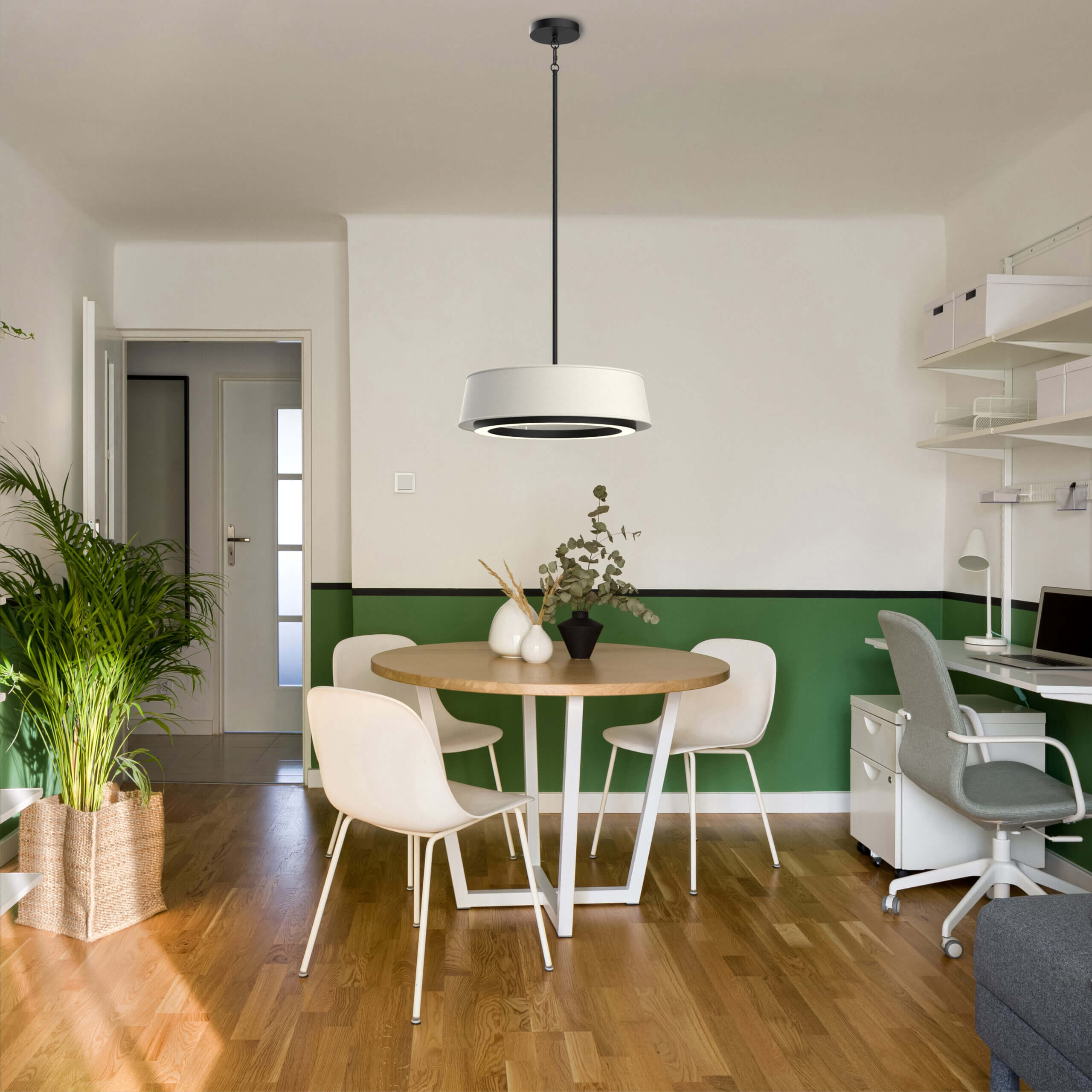 DVI LIGHTING CELENE LED 18" PENDANT EBONY NATURAL DVP41008EB-LIN-CCT kelowna