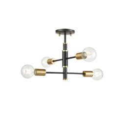 DVI LIGHTING LAKE LOFT 4 LT SEMI-FLUSH MOUNT BRASS DVP41112BR+GR belleville