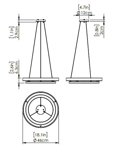 DVI LIGHTING CYBELE CCT 18" PENDANT EBONY DVP40847EB+BN-CCT gravenhurst