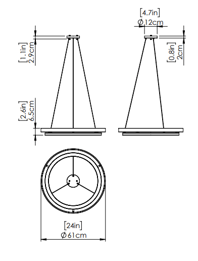 DVI LIGHTING CYBELE CCT 24" PENDANT EBONY BUFFED NICKEL DVP40848EB+BN-CCT orilla