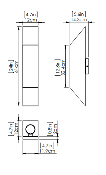 DVI LIGHTING BRECON OUTDOOR SQUARE 24" SCONCE DVP43062SS+BK montreal