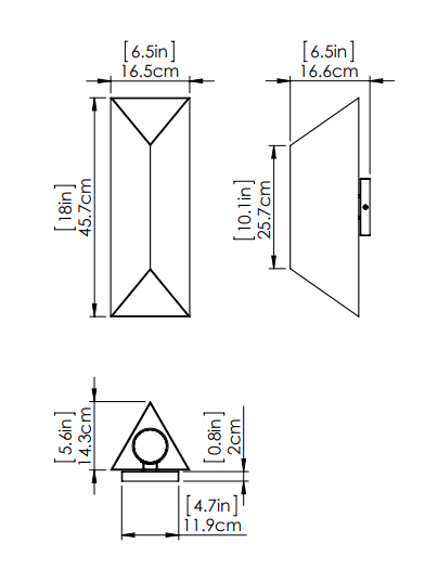 DVI LIGHTING BRECON OUTDOOR TRIANGULAR 18" SCONCE DVP43081SS+BK fredericton