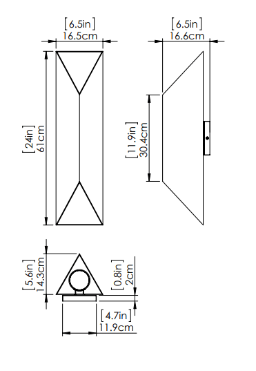 DVI LIGHTING BRECON OUTDOOR TRIANGULAR 24" SCONCE DVP43082SS+BK edmonton