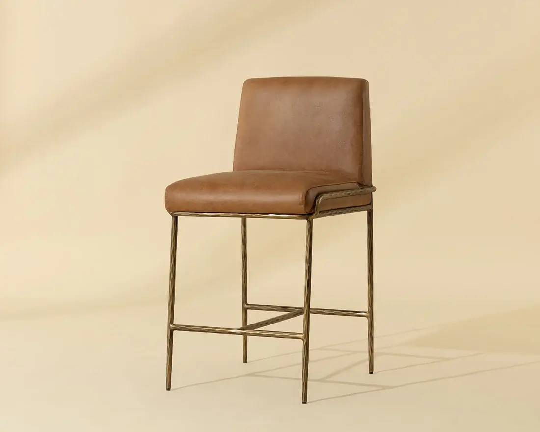 SUNPAN LATHAN COUNTER STOOL - TAN LEATHER 112227 quebec city
