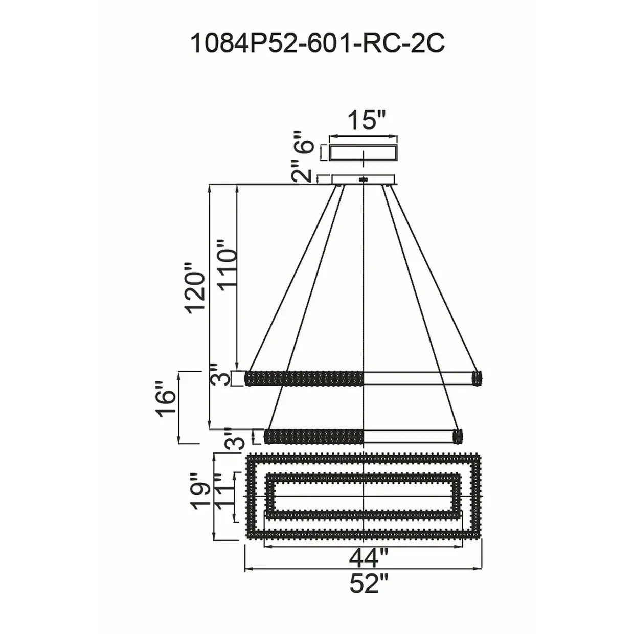 CWI LIGHTING FELICITY LED 2-TIER CHROME CHANDELIER 1084P52-601-RC-2C ottawa