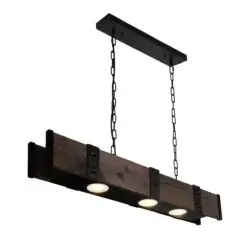 CWI LIGHTING PAGO 3 LT 42" WOOD LINEAR CHANDELIER 9748P42-3-101 perth