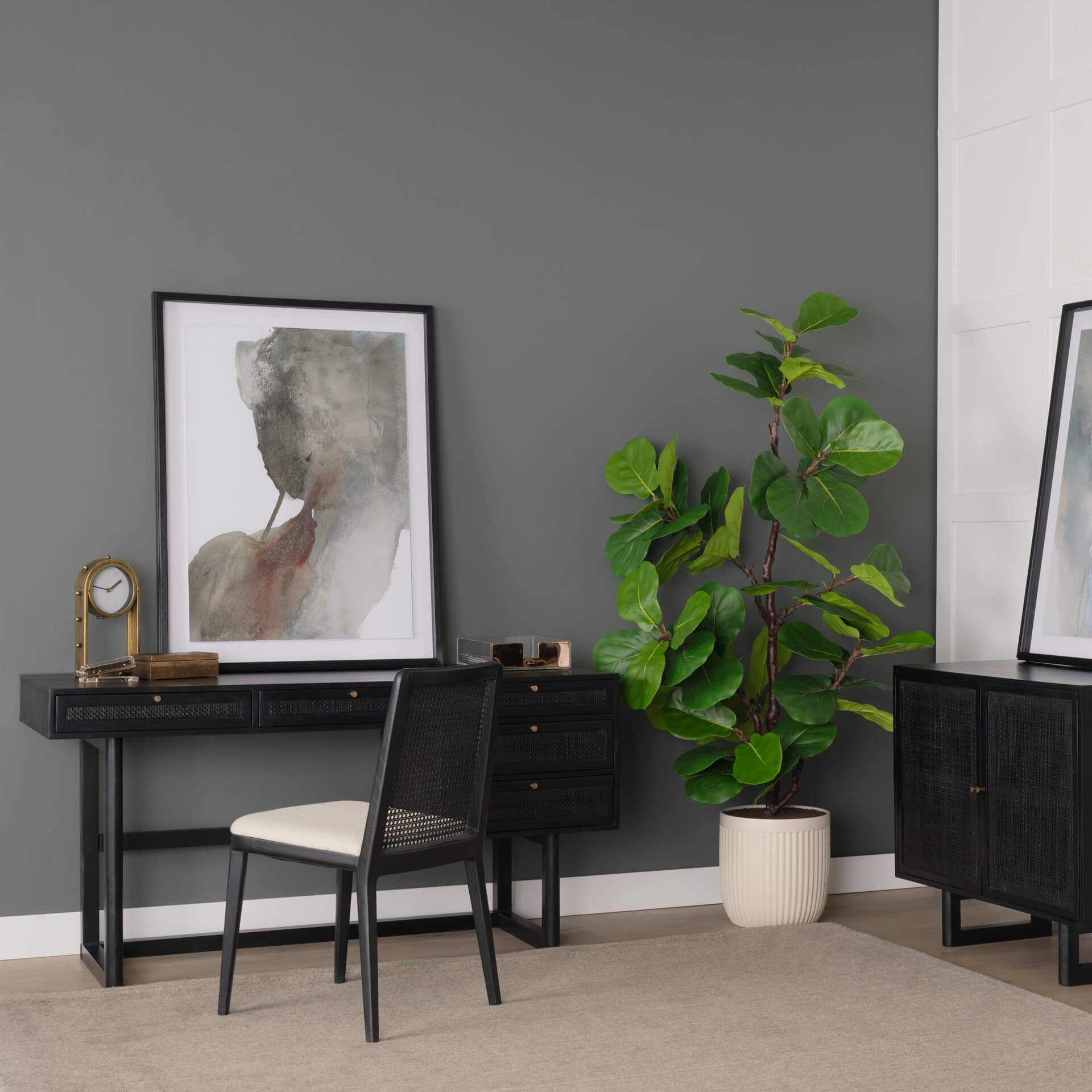 MERCANA GRIER 65" CANE OFFICE DESK BLACK 71145 newmarket