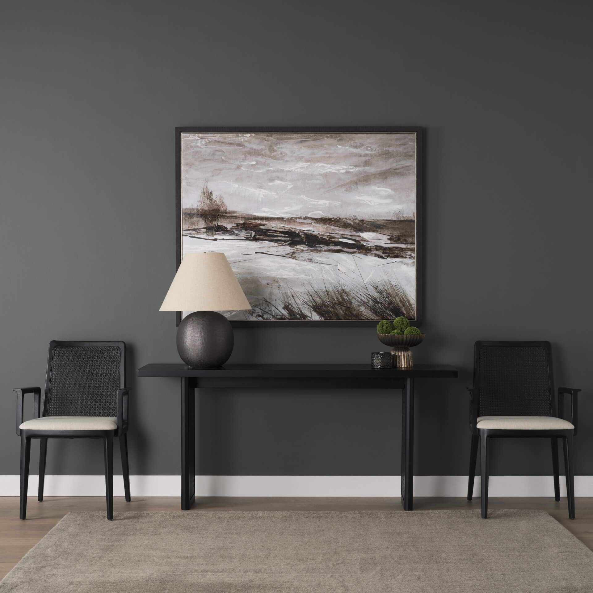 MERCANA GRIER 65" CANE CONSOLE TABLE BLACK 71142 vaughan