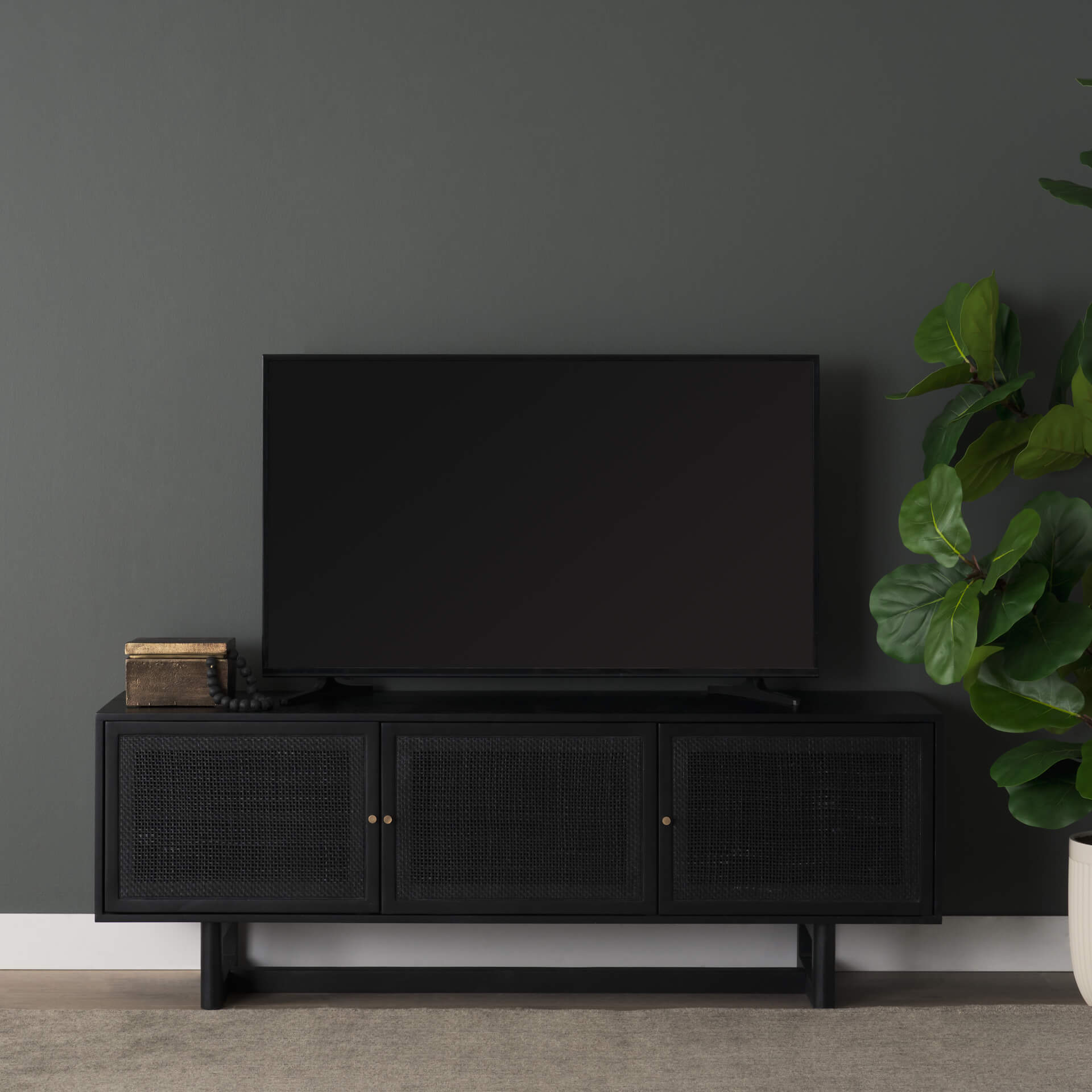 MERCANA GRIER 65" CANE MEDIA CONSOLE BLACK 71143 oakville