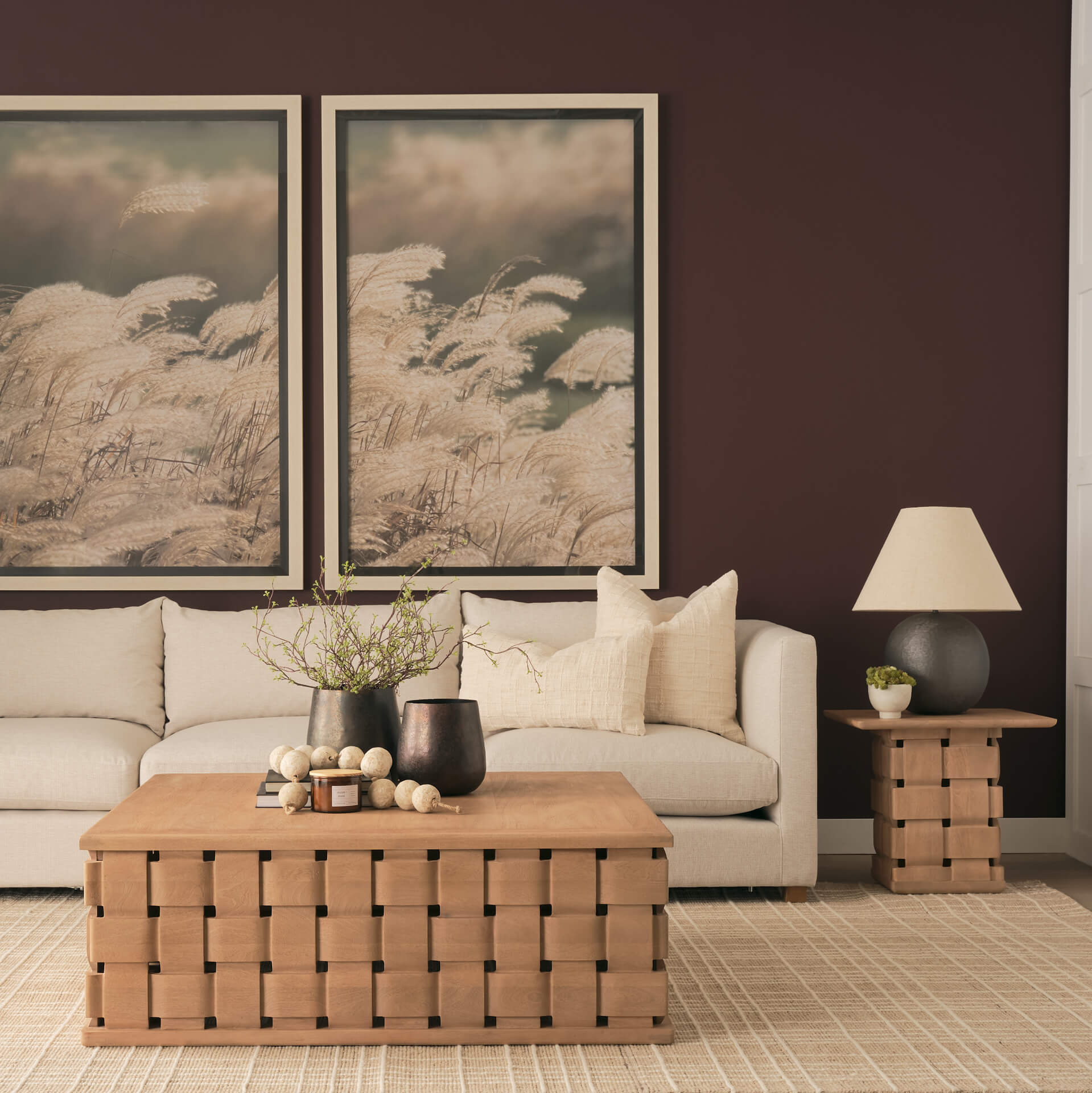 MERCANA TRELLYN LIGHT BROWN WOVEN BASE ACCENT TABLE 71295 fredericton