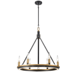 DVI LIGHTING ALETHEIA HYBRID LED 6 LT CHANDELIER BRASS DVP46326BR+GR-CCT godridge